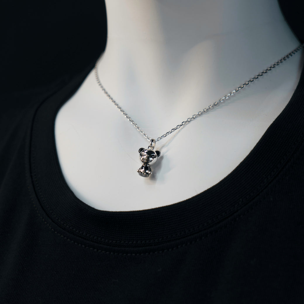 HIPANDA×GARDEL SILVER NECKLACE BLACK & WHITE COATING