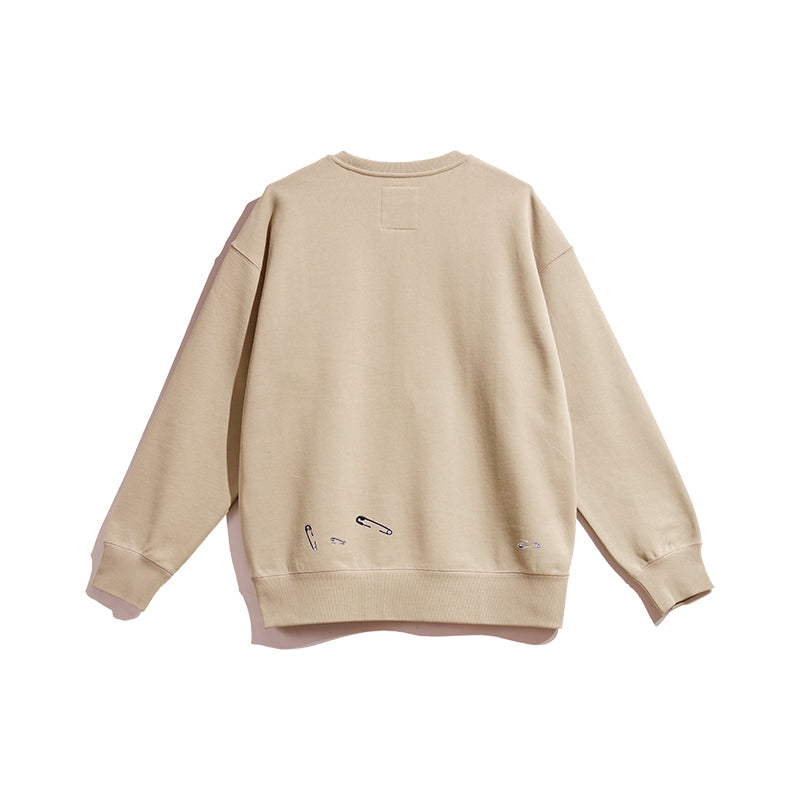 UNISEX CREW NECK SWEAT SHIRT / KHAKI・BLACK