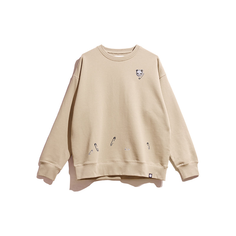 UNISEX CREW NECK SWEAT SHIRT / KHAKI・BLACK