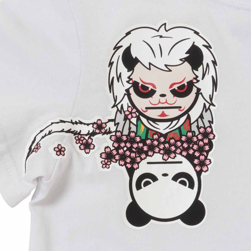 HIPANDA KID'S KABUKI PRINT SHORT SLEEVED T-SHIRT / WHITE・BLACK