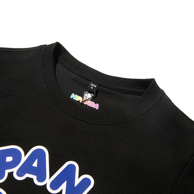 HIPANDA KID'S DIVING HIPANDA PRINTED SHORT SLEEVED T-SHIRT / WHITE・BLACK