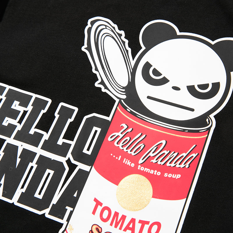 HIPANDA KID'S TOMATO SOUP CAN HIPANDA PRINTED SHORT SLEEVED T-SHIRT / WHITE・BLACK