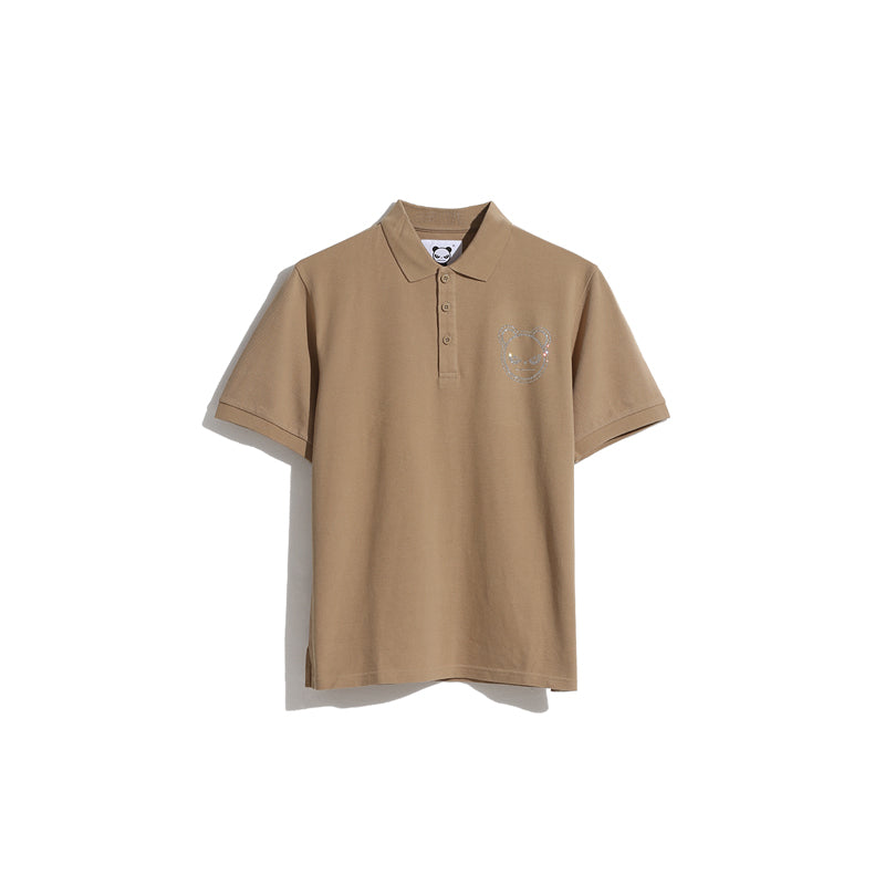 MEN'S RHINESTONE POLO SHIRT / WHITE・BLACK・KHAKI